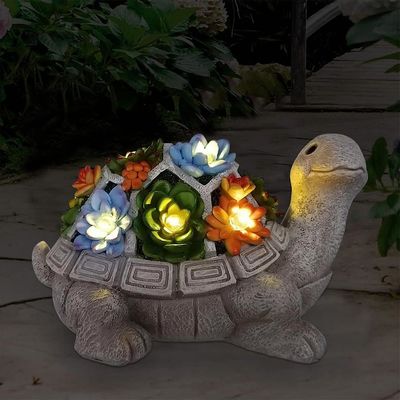 Süßes 7-LED-Licht Solargarten Außenstatuen Schildkröte für Terrasse Balkon Einzigartige Geschenke für die Neugestaltung