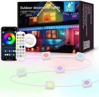 50ft IP67 Außenwasserdicht Smart RGBIC Permanent Fensterleuchten mit 75 Szenenmodi und 36LEDs